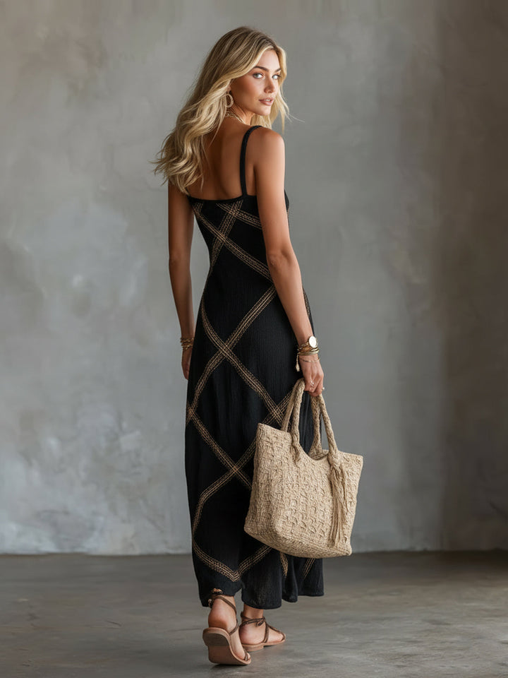 Wilhelmine | Robe Géométrique Noir Chameau