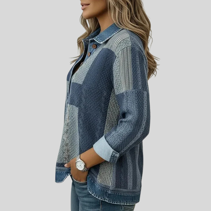 Sylvie | Pull Patchwork Effet Denim