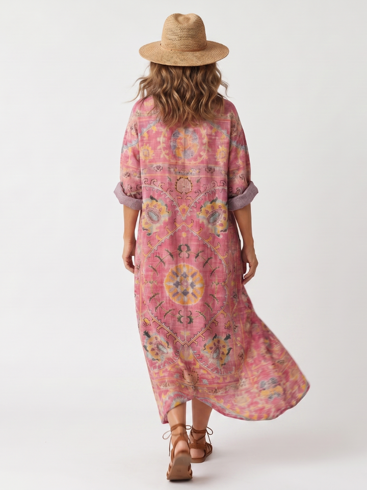 Tilda | Robe midi décontractée à poches et imprimé abstrait