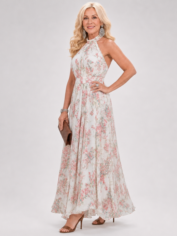 Guinevere™ Robe midi à imprimé floral et jupe fluide