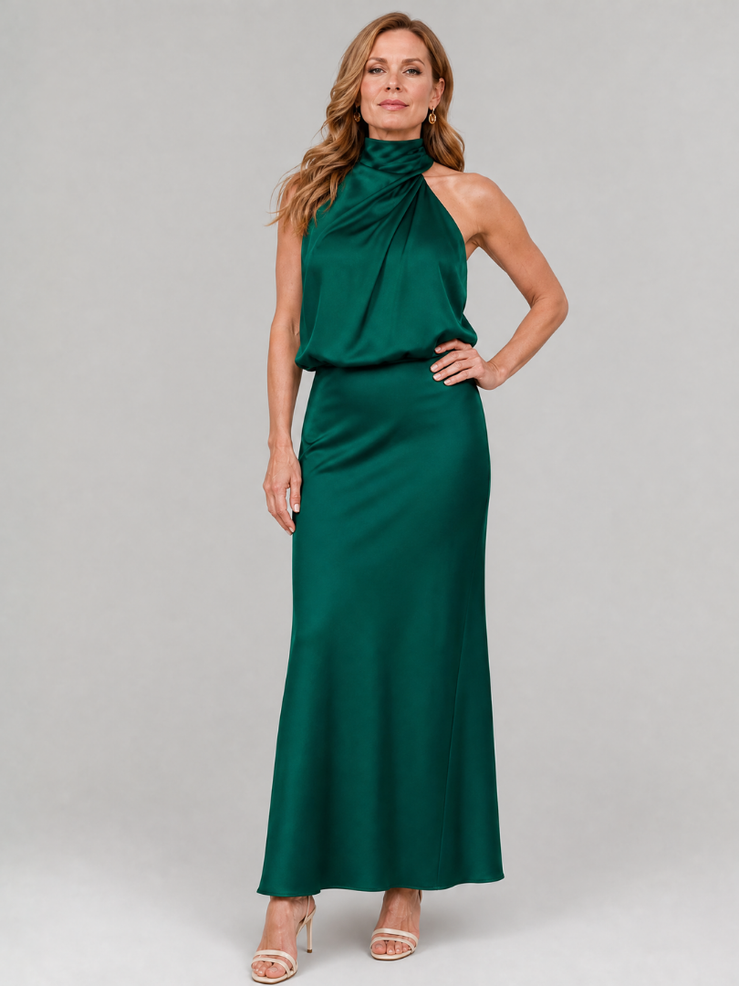 Nopal™ Robe midi sans manches à encolure drapée