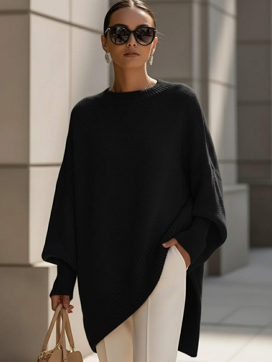 Clarisse | Pull ample élégant à col large et drapé