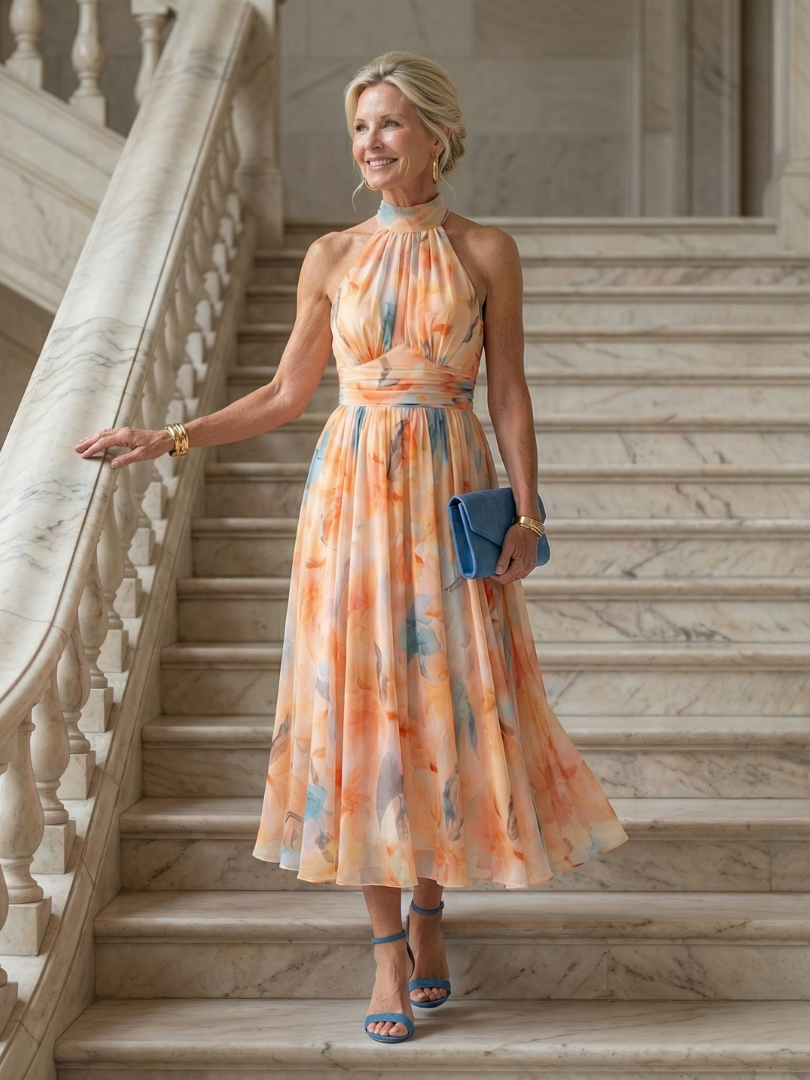 Elin™ Robe midi dos-nu tout en douceur