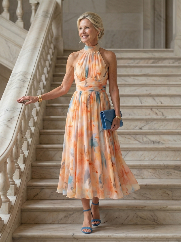 Elin™ Robe midi dos-nu tout en douceur