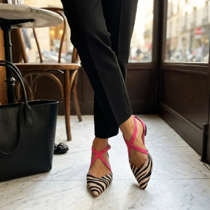 Vanessa – Élégantes ballerines bicolores à brides croisées