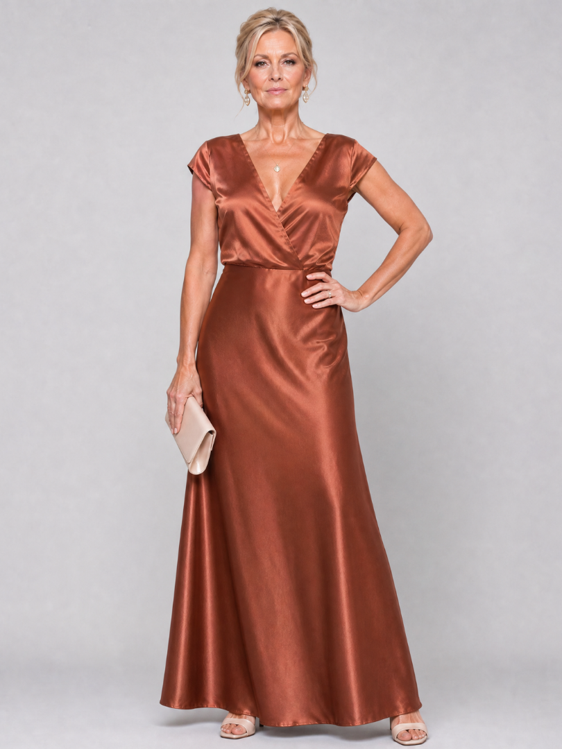 Samouse™ Robe longue à bustier portefeuille et manches courtes
