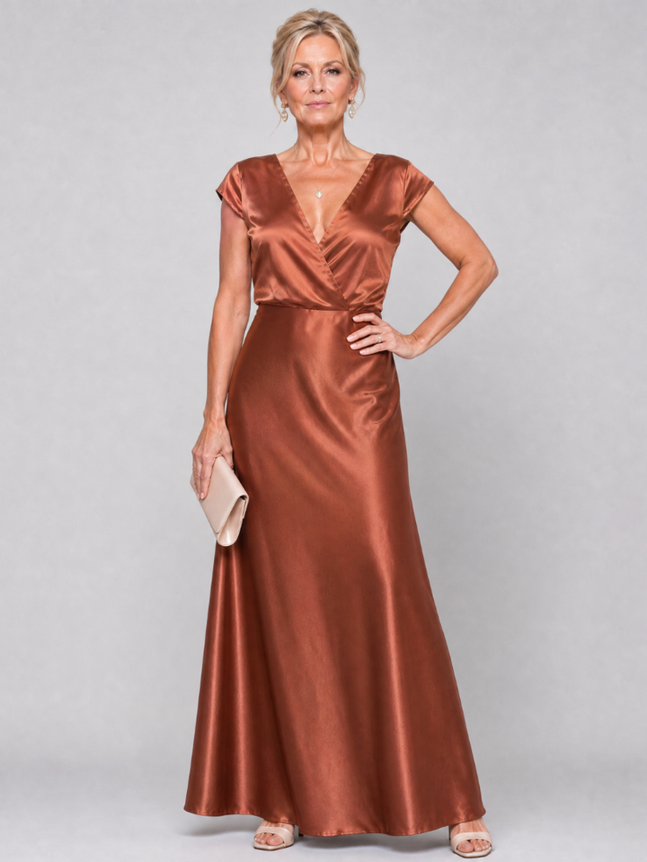 Samouse™ Robe longue à bustier portefeuille et manches courtes