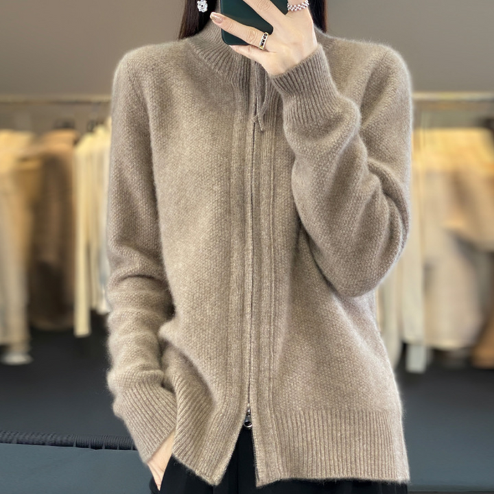 Lucienne | Cardigan Zippé en Maille Douce