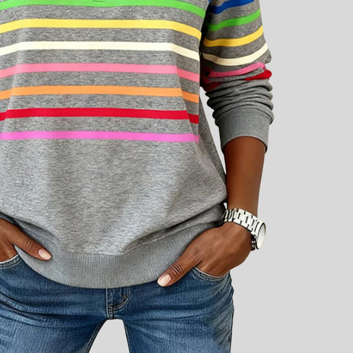Nathalie | Sweat Zippé Rayures Multicolores