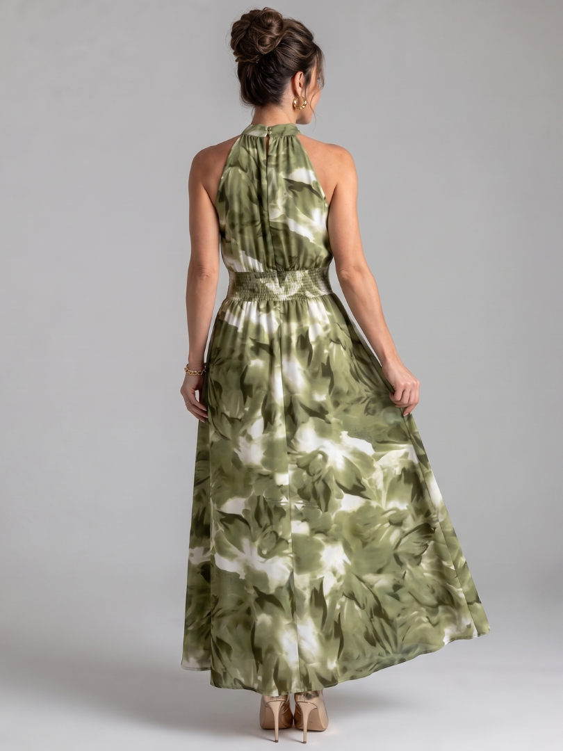 Olivia™ Robe midi à taille froncée et imprimé abstrait