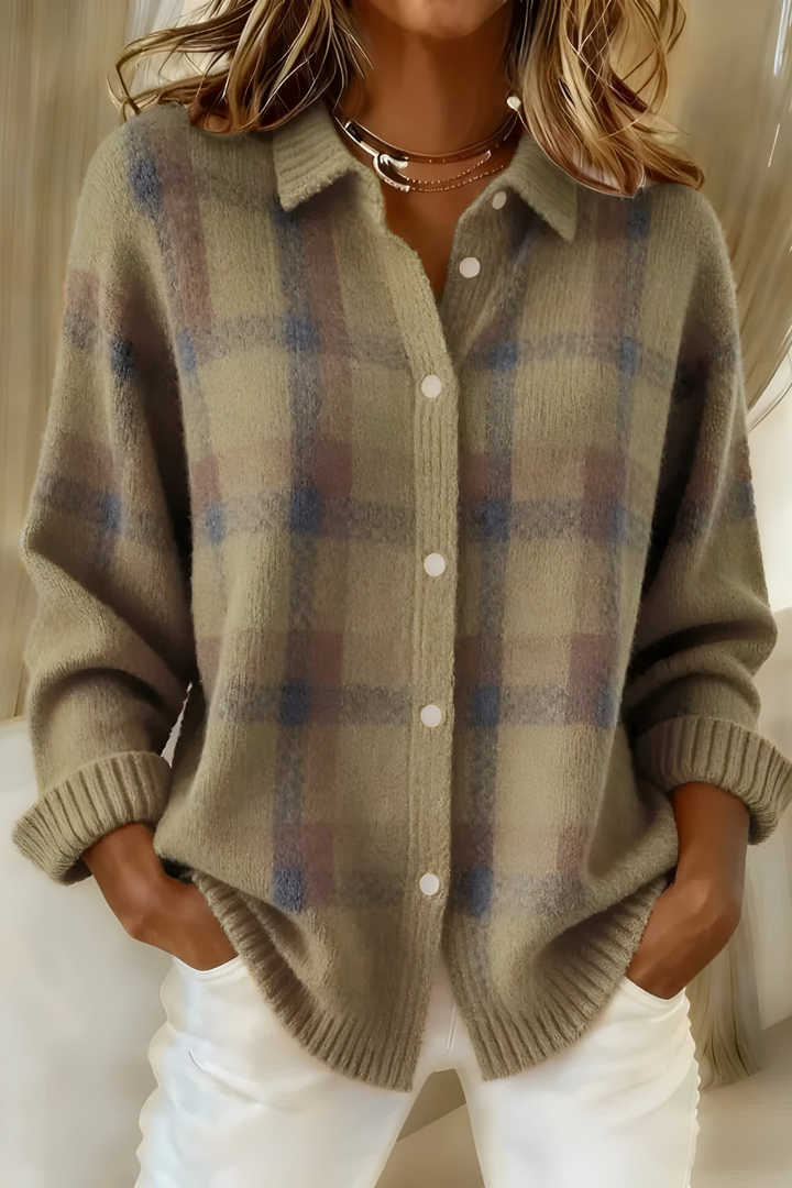 Camille | Veste en Tricot à Carreaux