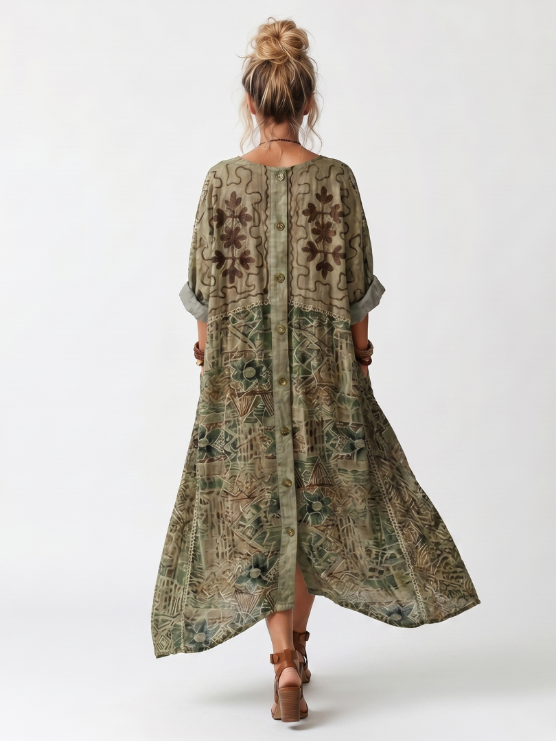 Aleta | Robe midi oversize boutonnée à poches