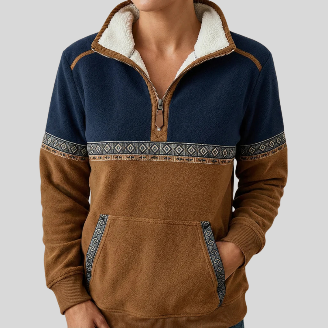 Lucie | Pull Demi-Zip Bicolore