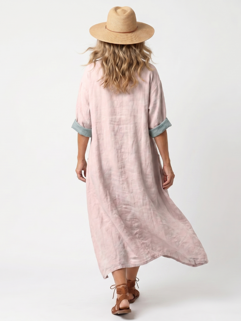 Kenza | Robe midi décontractée à poches et panneaux designer