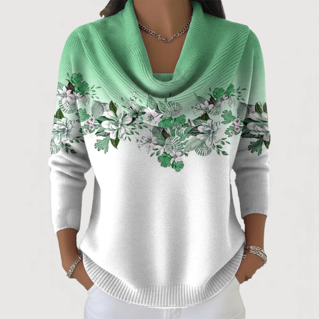 Albane | Pull Floral avec Col Roulé