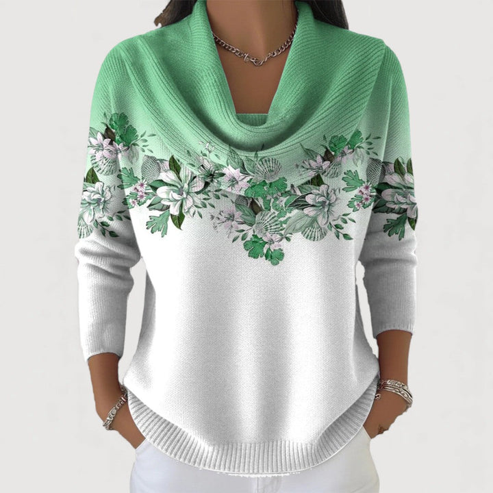 Albane | Pull Floral avec Col Roulé