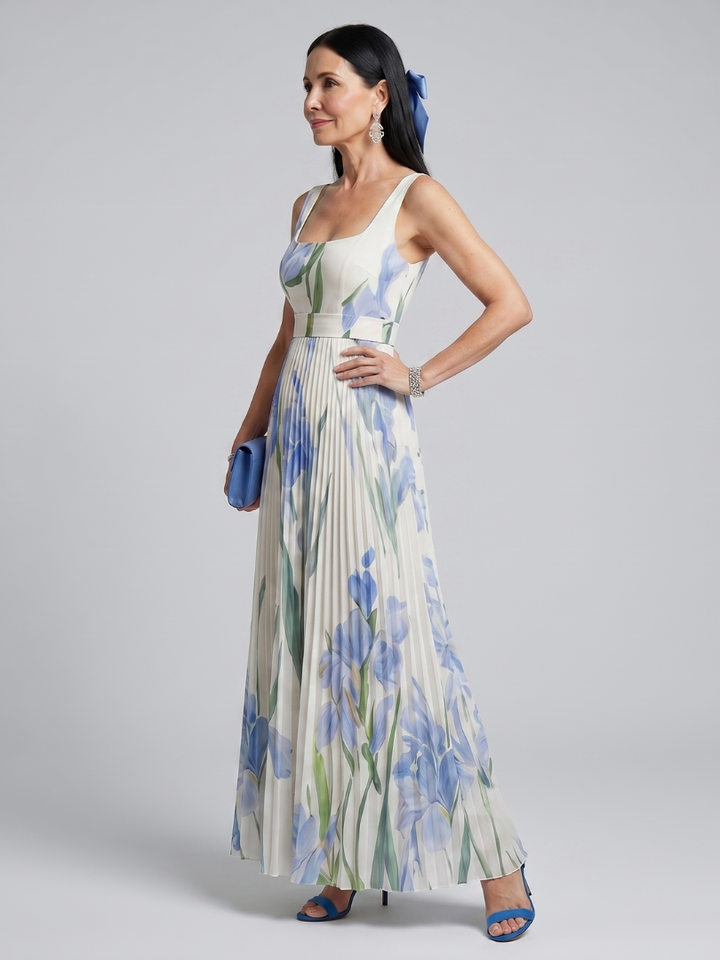 Ophelia™ Robe midi à imprimé floral, encolure carrée et sans manches