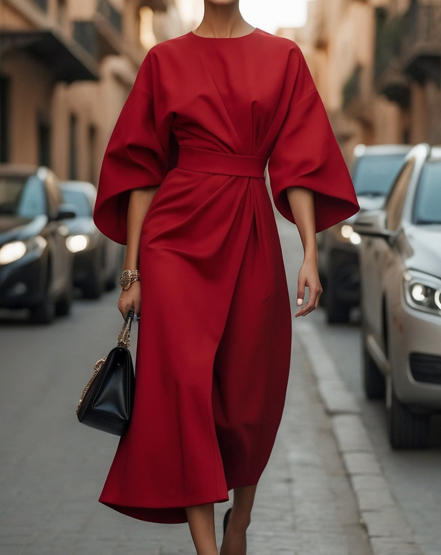 Valentina | Robe Maxi Élégante à Manches Volumineuses
