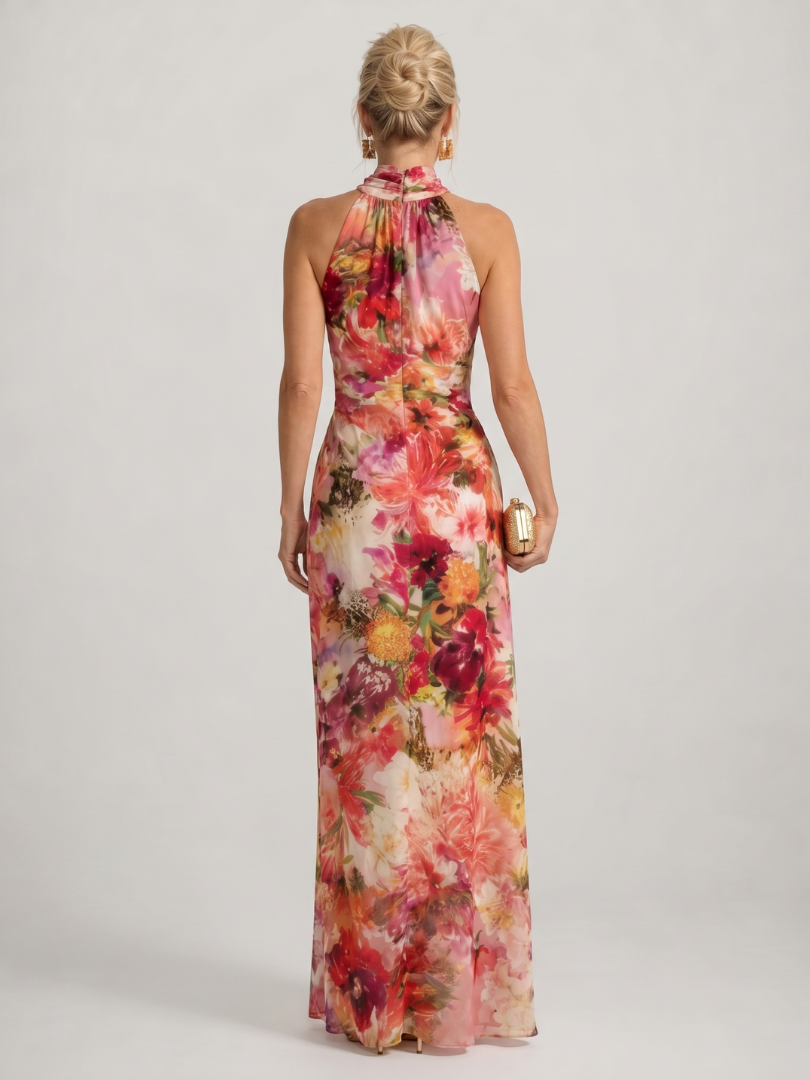 Elisabetta™ Robe longue fleurie à encolure dos-nu