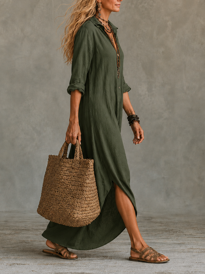 Vivienne | Élégante robe longue boutonnée