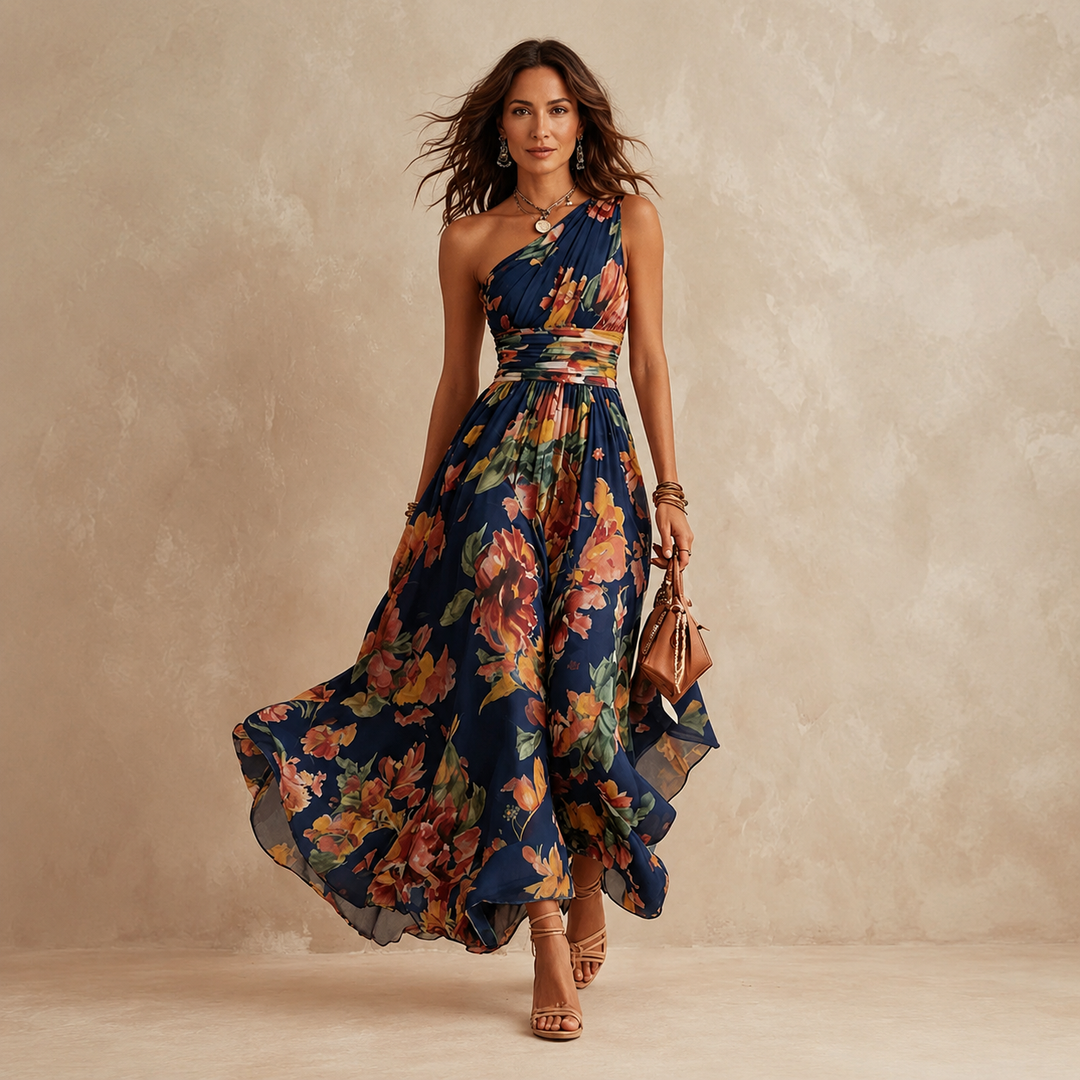 Celeste | Maxi Robe Florale Une Épaule