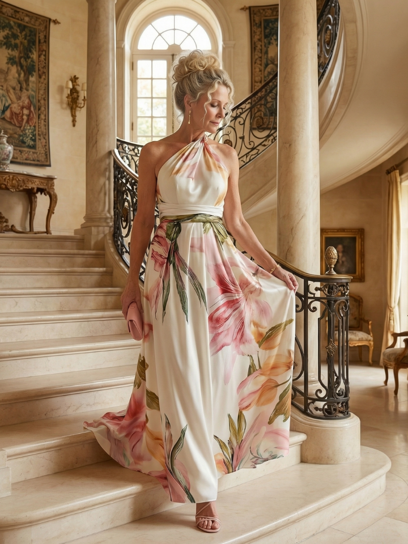 Amiel™ Robe longue légère à imprimé floral
