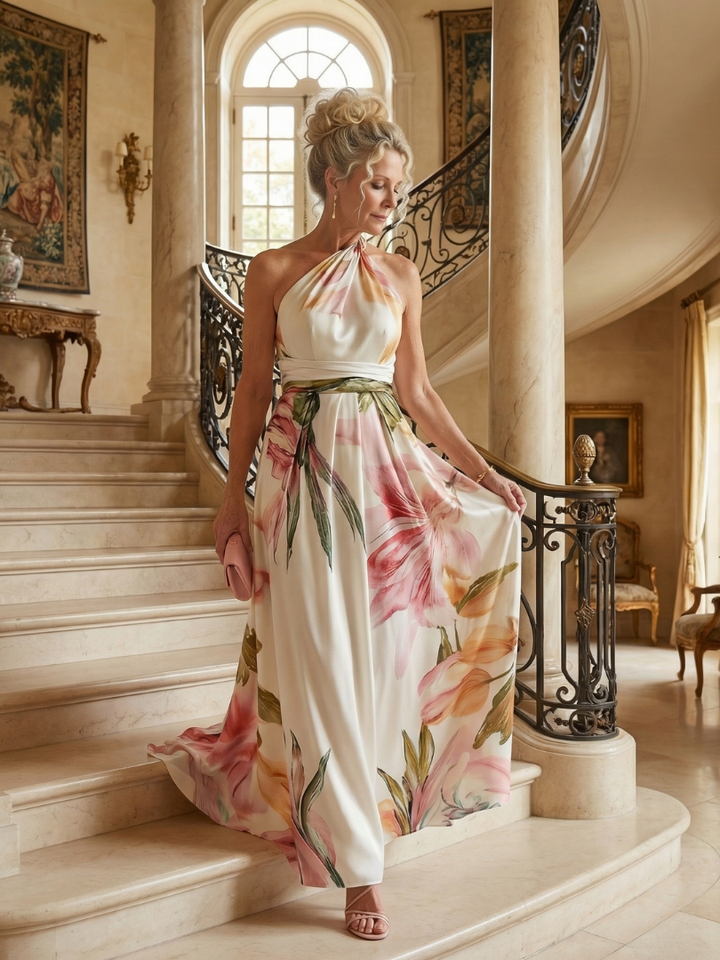Amiel™ Robe longue légère à imprimé floral