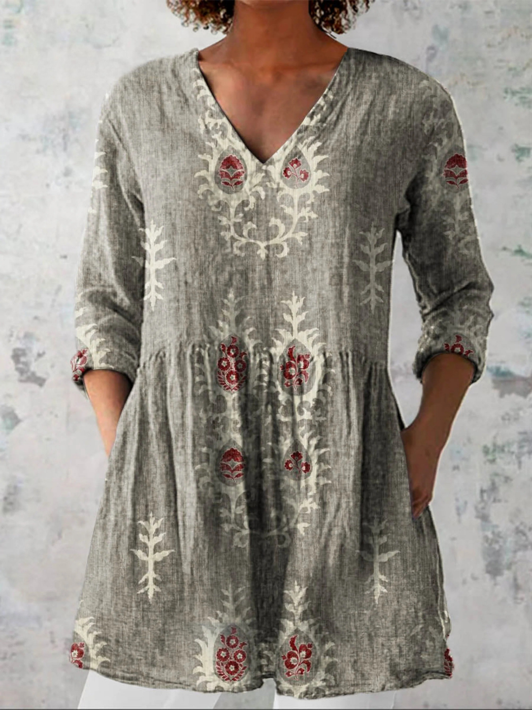 Karine | Blouse longue à col en V