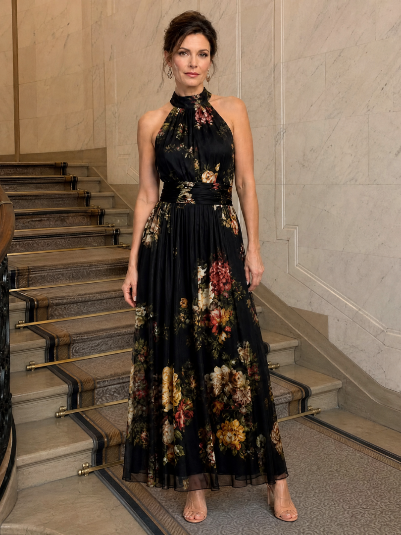 Sior™ Robe midi fleurie à encolure dos-nu