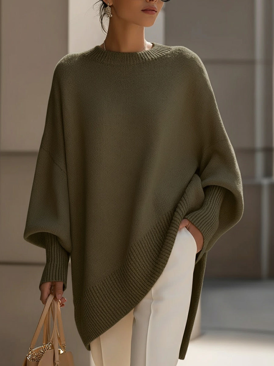 Clarisse | Pull ample élégant à col large et drapé