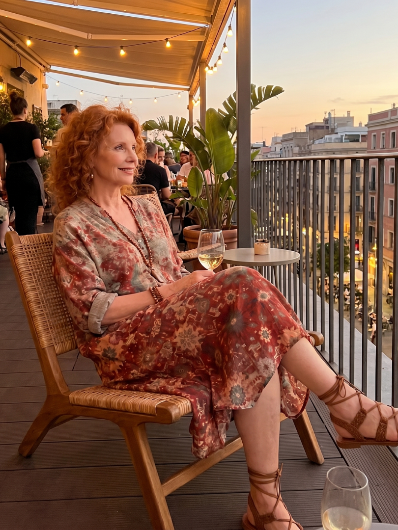 Saffron | Robe midi décontractée à poches et motifs mixtes