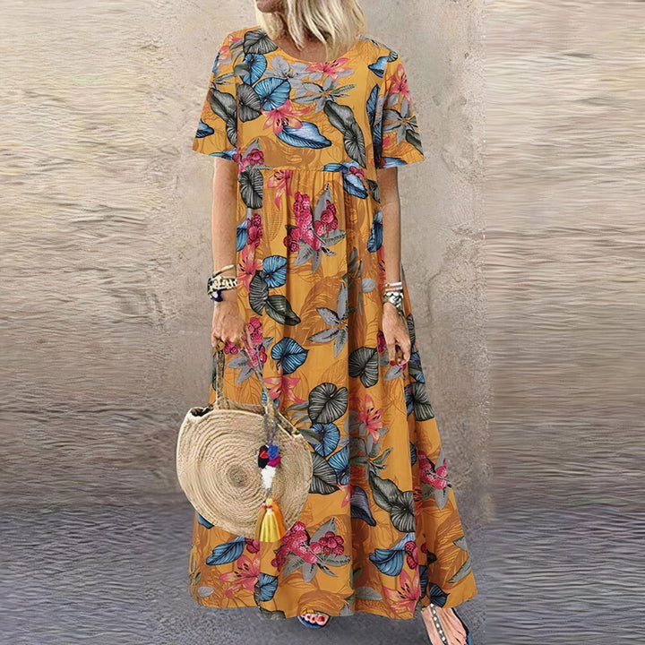 Lovi | Élégante robe midi fleurie à manches volantées