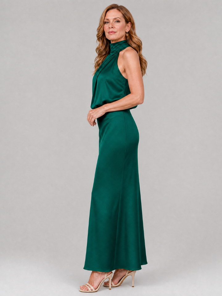 Nopal™ Robe midi sans manches à encolure drapée