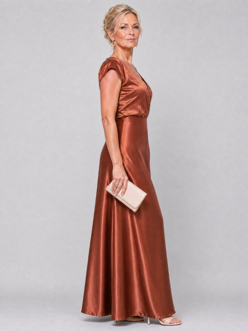 Samouse™ Robe longue à bustier portefeuille et manches courtes