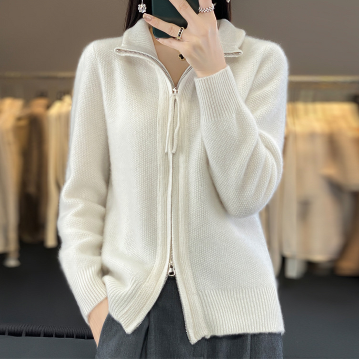 Lucienne | Cardigan Zippé en Maille Douce