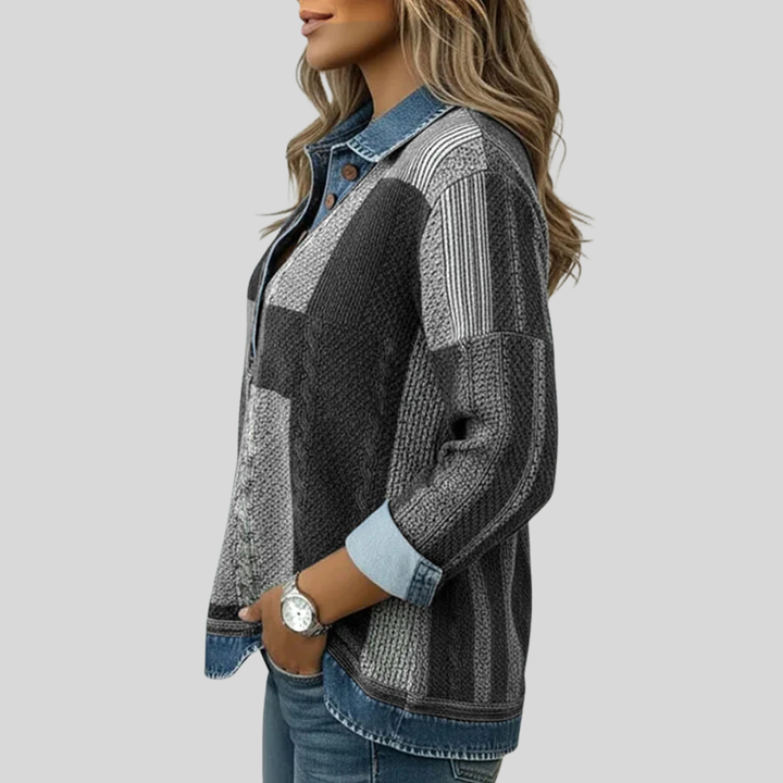 Sylvie | Pull Patchwork Effet Denim