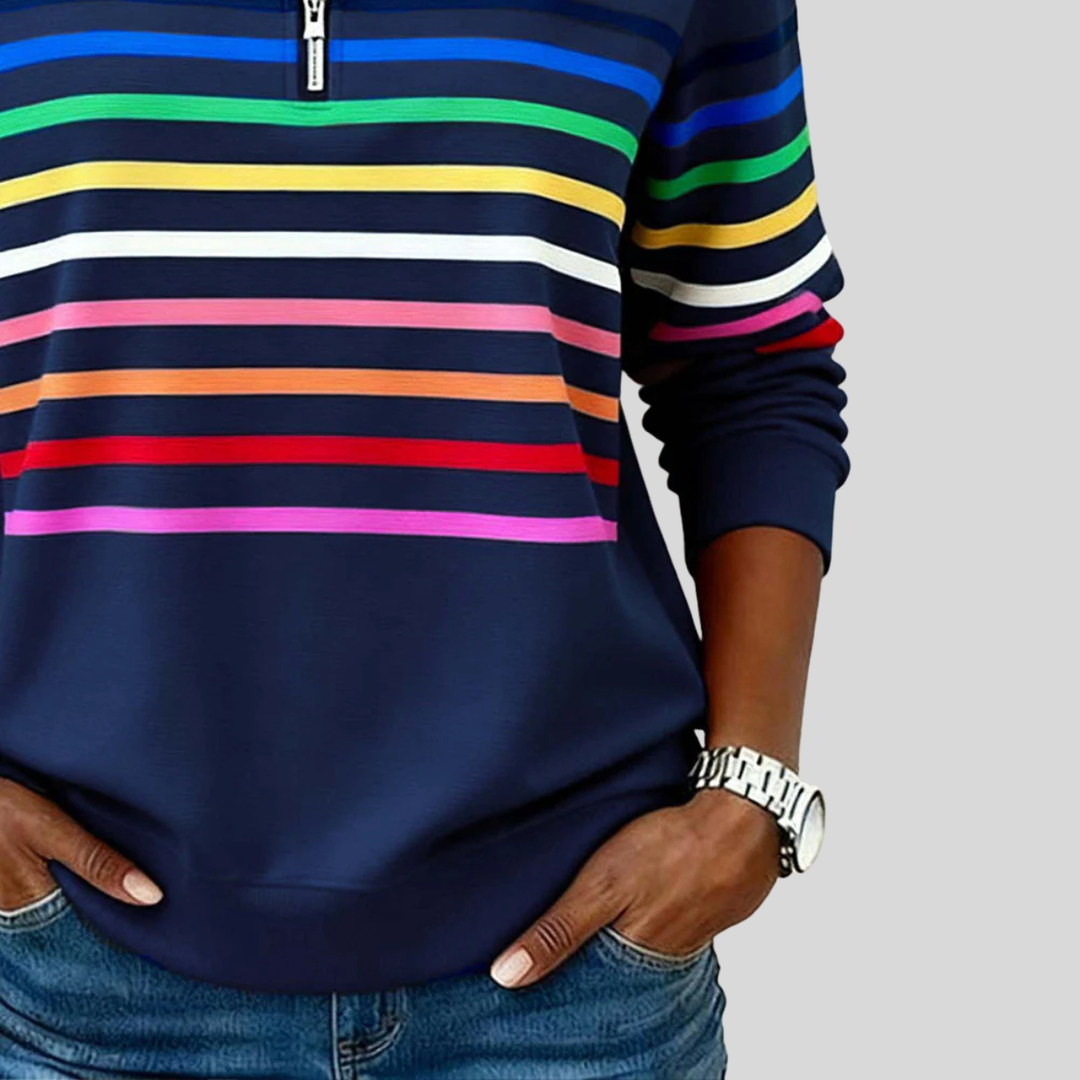 Nathalie | Sweat Zippé Rayures Multicolores