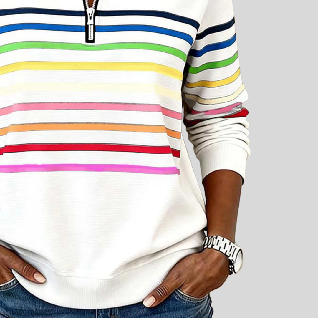 Nathalie | Sweat Zippé Rayures Multicolores