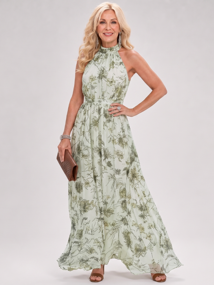 Guinevere™ Robe midi à imprimé floral et jupe fluide