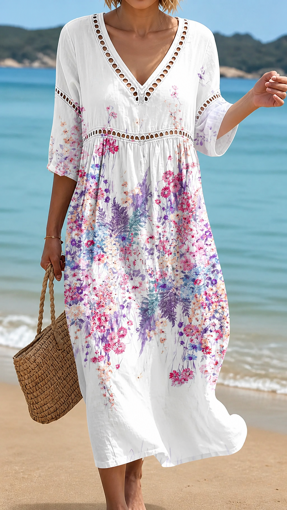 Robe de plage à fleurs légère et aérienne