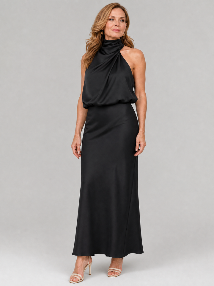 Nopal™ Robe midi sans manches à encolure drapée