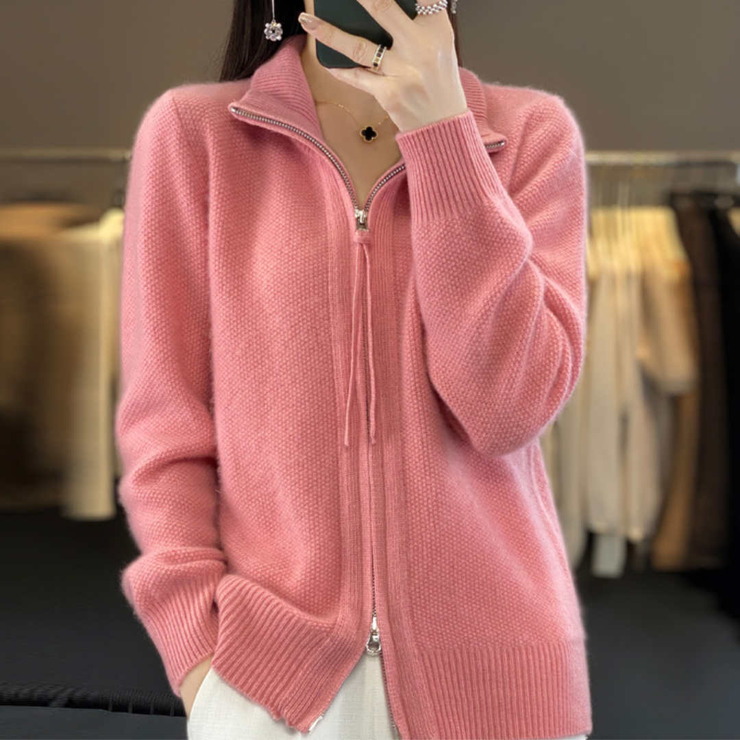 Lucienne | Cardigan Zippé en Maille Douce