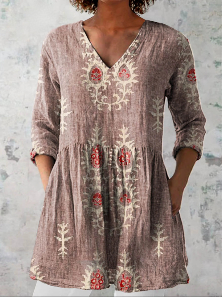 Karine | Blouse longue à col en V