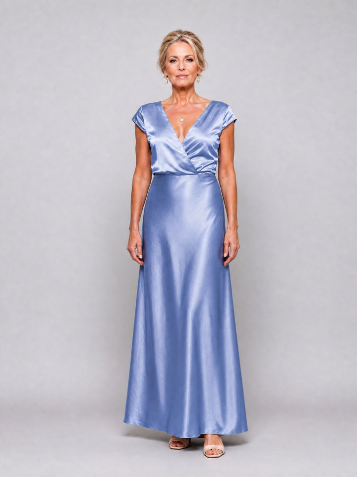 Samouse™ Robe longue à bustier portefeuille et manches courtes
