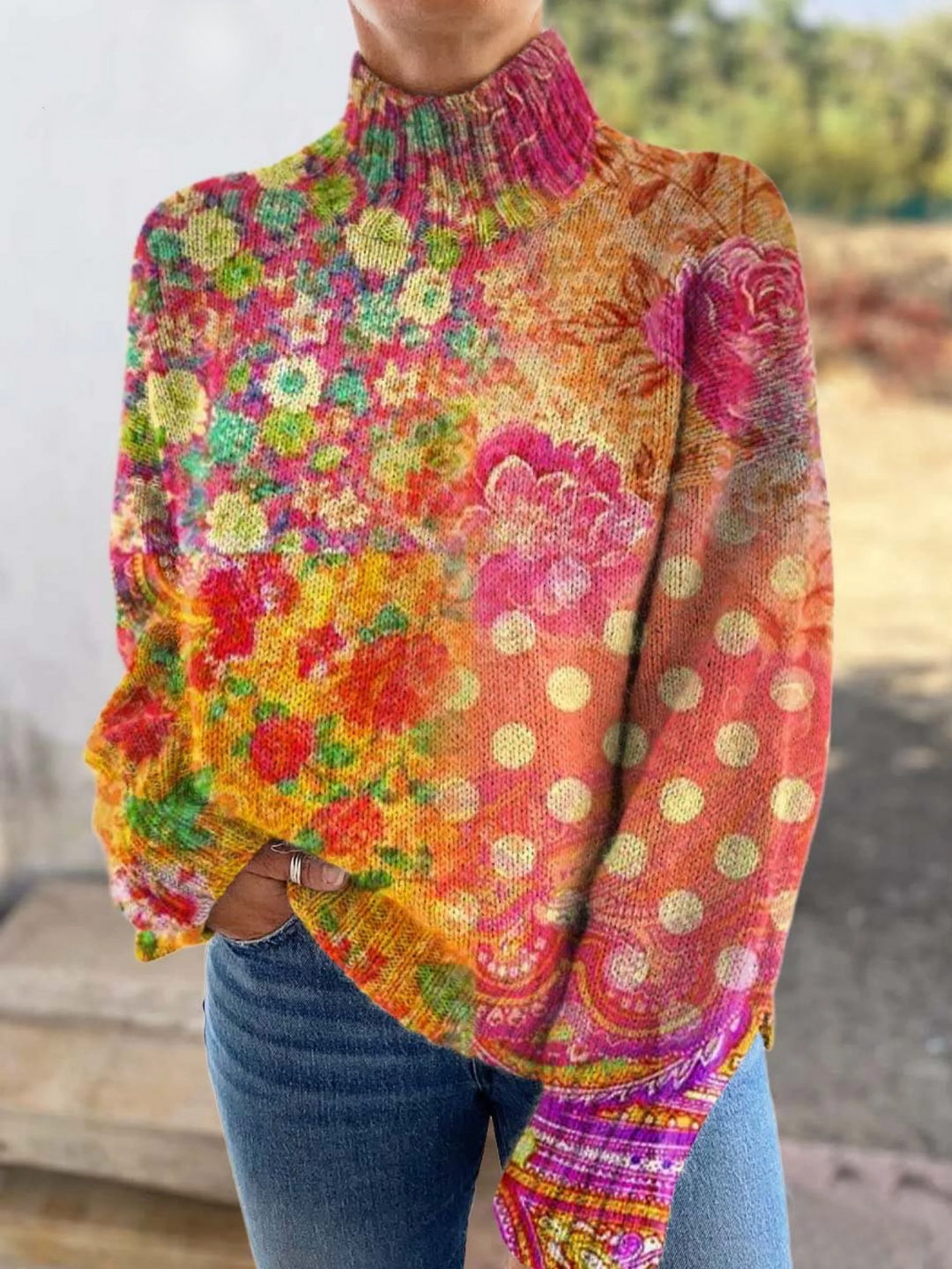 Cassandra | Pull à col montant à motif floral