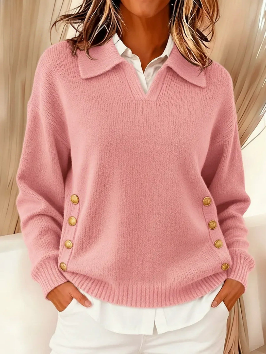 Vivienne | Pull avec Col Polo et Boutons