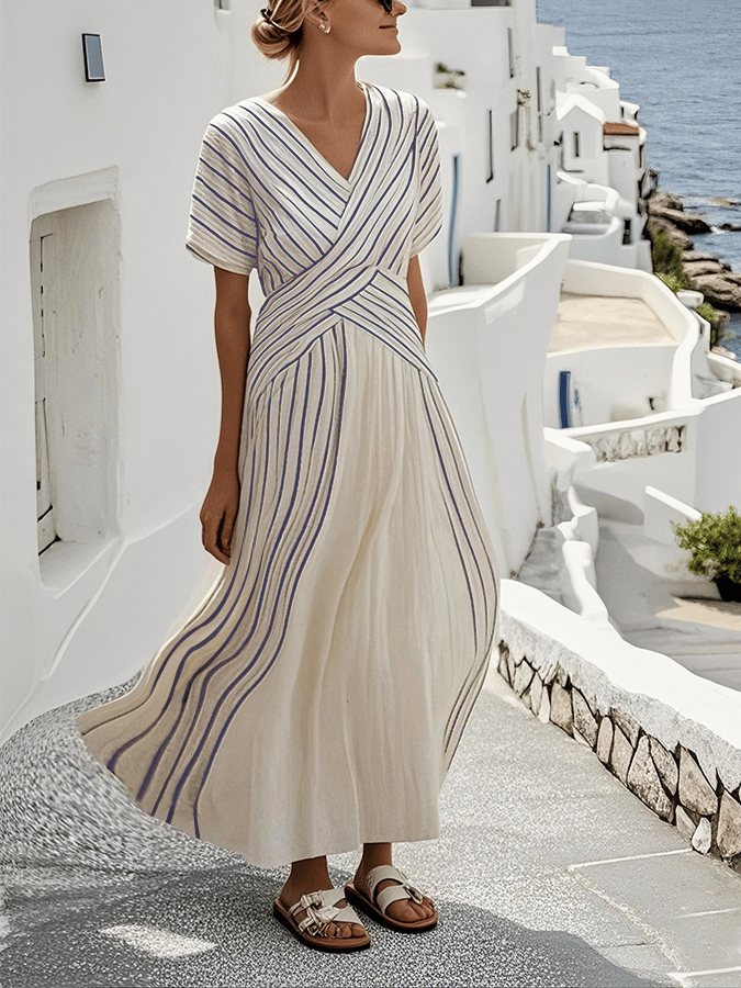 Robe longue rayée élégante à coupe ample Sabrinah™