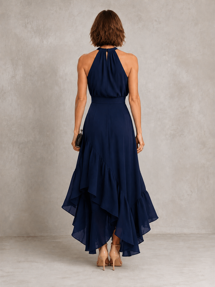 Chloe | Élégante robe dos nu à ourlet volanté