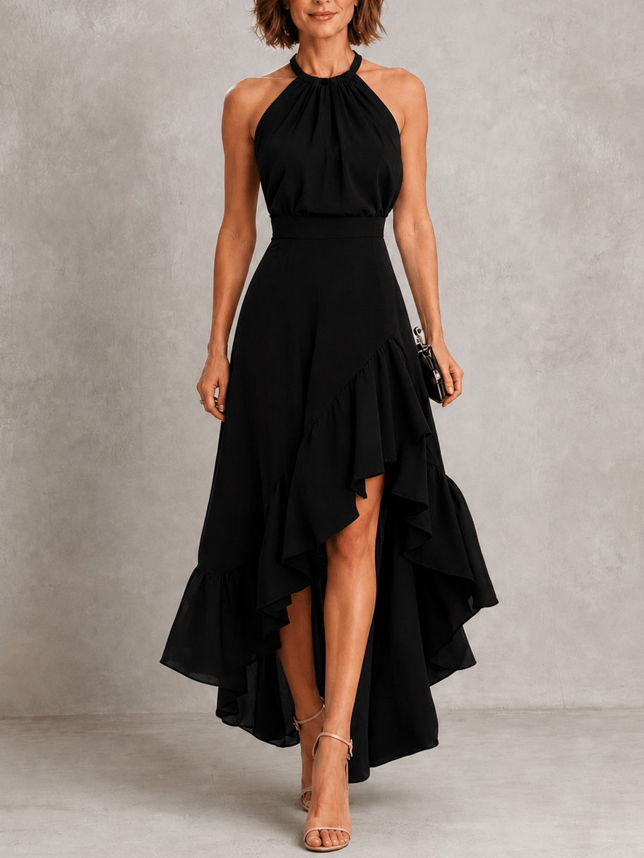 Chloe | Élégante robe dos nu à ourlet volanté