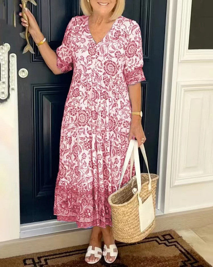 Keisha | Robe fleurie gracieuse à col en V